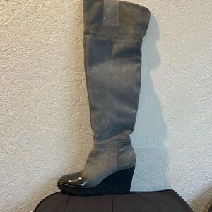 Geox Women’s Gray Suede Over-The-Knee Boots